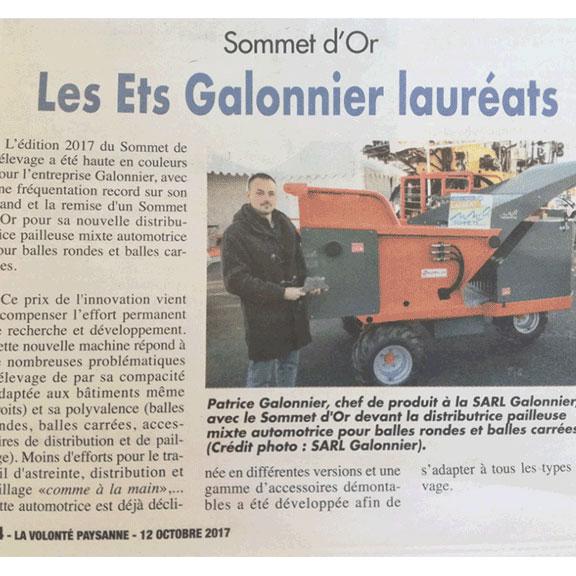 Article du 12 octobre 2017 - La Volonté Paysanne