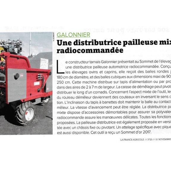 Article du 10 novembre 2017 - La France Agricole