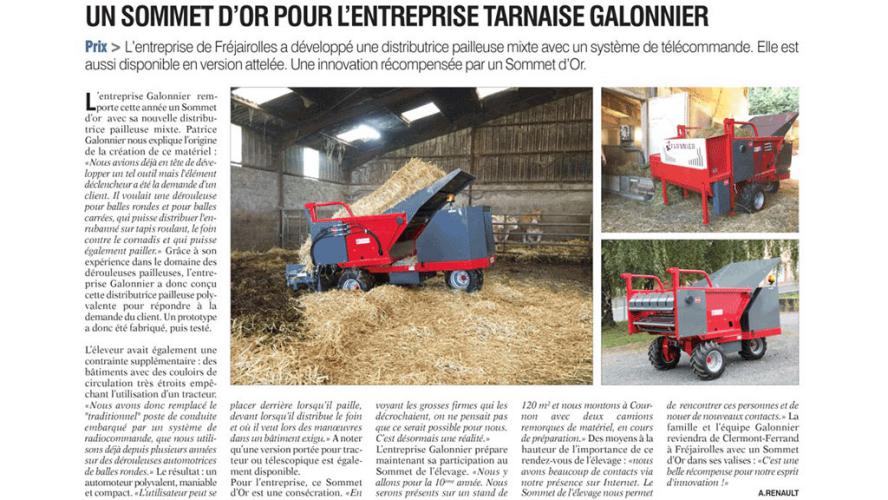 Article du 28 septembre 2017 - Le Paysan Tarnais