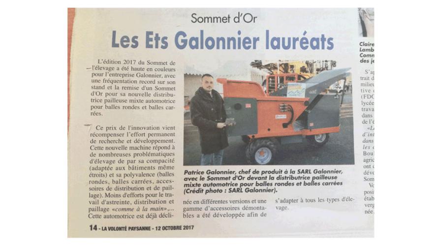 Article du 12 octobre 2017 - La Volonté Paysanne