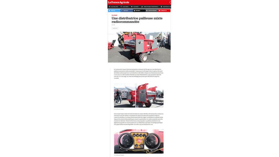 Article web du 23 octobre 2017 - La France Agricole Machinisme