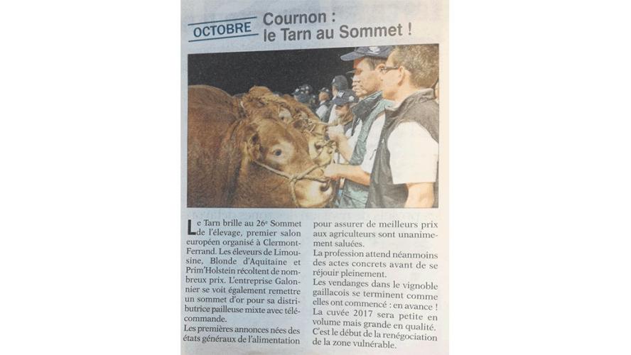 Article du 28 décembre 2017 - Le Paysan Tarnais
