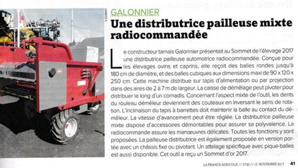 Sommet Elevage Cournon 2017 - Article La France Agricole - 10/11/2017